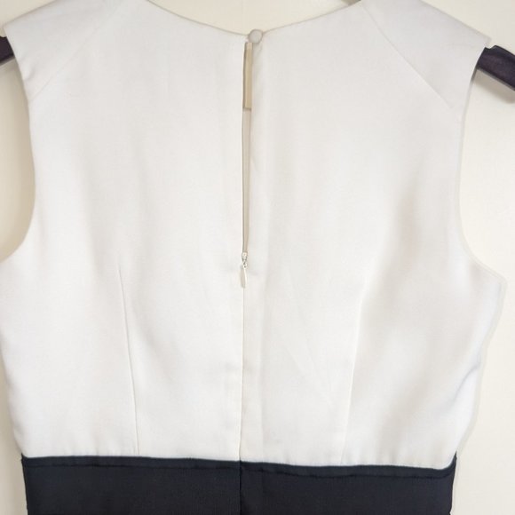 Max and Cleo Sleeveless Dress Sheath Polka Dot Ruffle Empire Waist Black Sz 4 - Picture 9 of 12